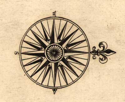 Antique map compass rose